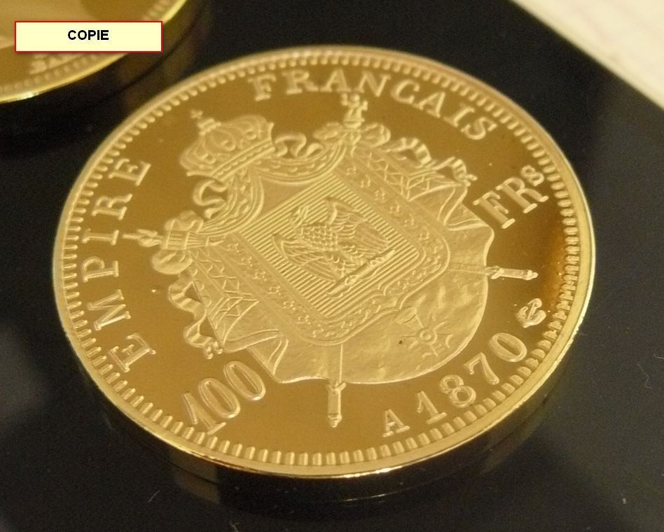 Superbe 100 francs Napoleon 1870 plaqué or COPIE à 19,50 euros..JPG