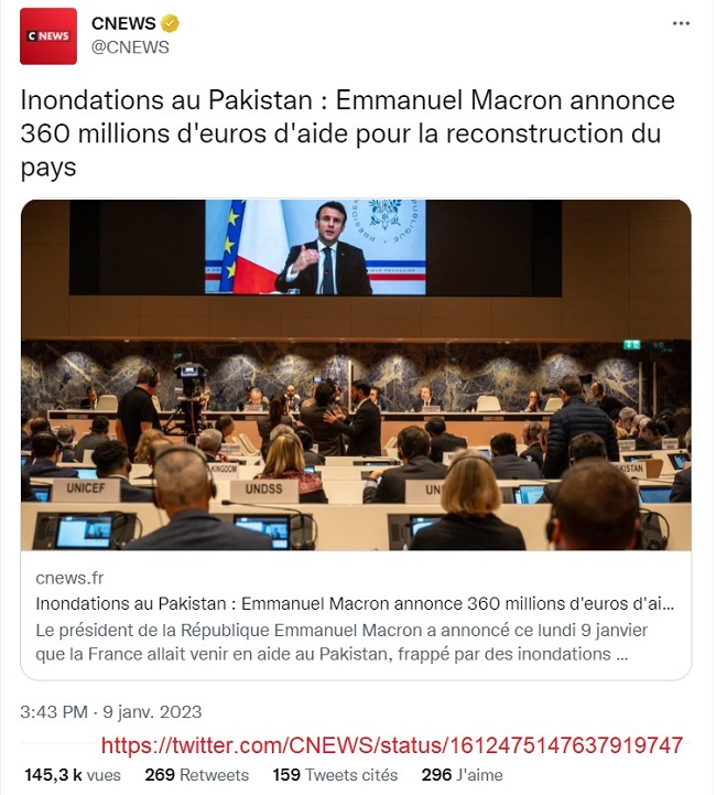 20230109 - CNews - France - 360 millions d'€ d'aide au Pakistan_650.jpg