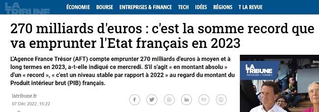 20230109 - La Tribune - France emprunte 270 milliards d'€ en 2023_650.jpg