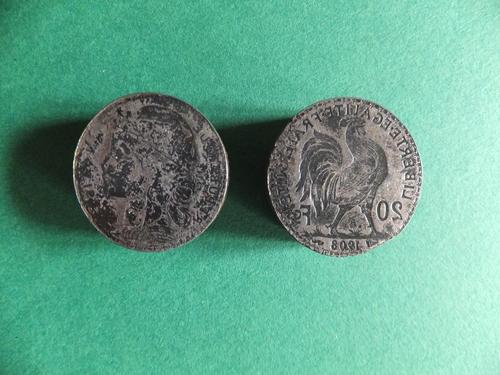 445 RARE ENSEMBLE DE 2 MATRICES POUR PIECES DE 20 FRANCS OR COQ - MARIANE ANNEE 1908.jpg