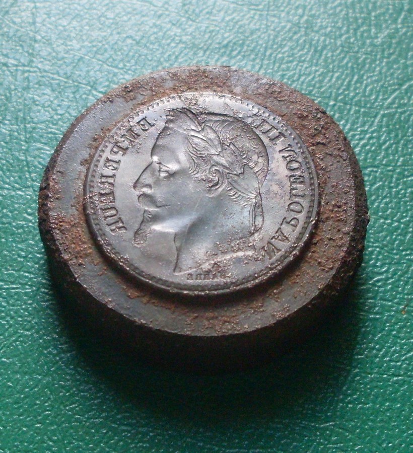 3317 MATRICE OFFICIELLE FAUX FAUSSAIRE  NAPOLEON III ACIER BRUNI RARE MODULE 20 F OR...jpg